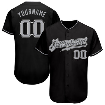 Custom Black Gray-White Authentic Baseball Jersey