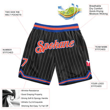 Загрузить изображение в средство просмотра галереи, Custom Black White Pinstripe Orange-Royal Authentic Basketball Shorts
