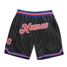 Загрузить изображение в средство просмотра галереи, Custom Black White Pinstripe Orange-Royal Authentic Basketball Shorts
