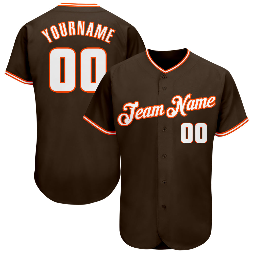 Custom Team Black Baseball Authentic White Jersey Orange