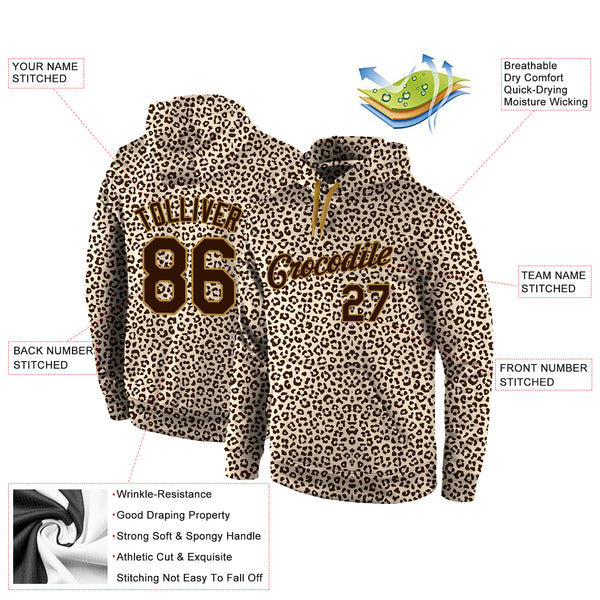 Cheap Custom Brown Brown-Old Gold 3D Pattern Design Leopard