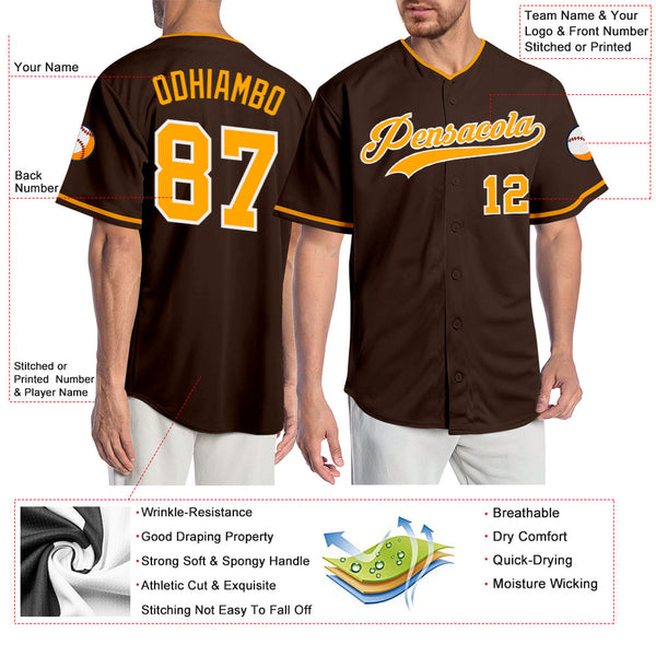 Cheap Custom Brown White-Old Gold Mesh Authentic Football Jersey Free  Shipping – CustomJerseysPro