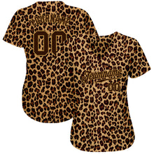 Load image into Gallery viewer, Custom Brown Brown-Old Gold 3D Pattern Design Leopard Authentic Baseball Jersey
