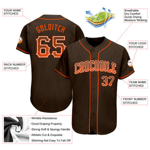 Custom Brown Orange-White Authentic Drift Fashion Baseball Jersey