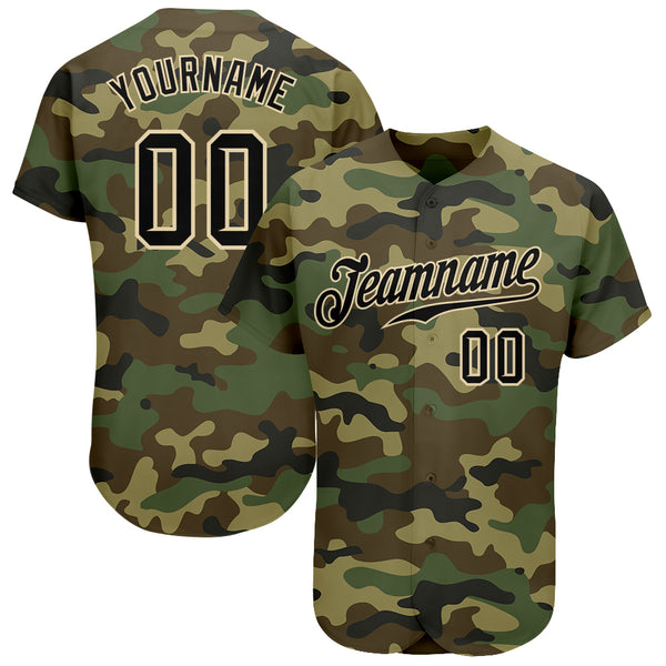 Camo SS Baseball Jersey with Customization Available, Black