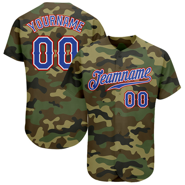 Cheap Custom Camo Royal-Red Authentic Baseball Jersey Free