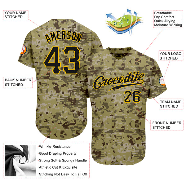 Cheap Custom Camo Black-Gold Authentic Baseball Jersey Free Shipping –  CustomJerseysPro