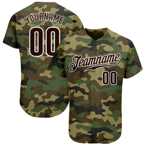 Custom Camo Brown-White Authentic Salute To Service Baseball Jersey