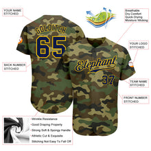 Laden Sie das Bild in den Galerie-Viewer, Custom Camo Navy-Gold Authentic Salute To Service Baseball Jersey
