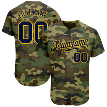 Load image into Gallery viewer, Custom Camo Navy-Gold Authentic Salute To Service Baseball Jersey
