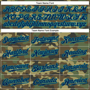 Custom Camo Navy-Teal Authentic Salute To Service Baseball Jersey