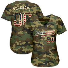 Charger l&#39;image dans la galerie, Custom Camo Vintage USA Flag-Cream Authentic Salute To Service Baseball Jersey
