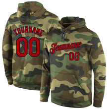 Загрузить изображение в средство просмотра галереи, Custom Stitched Camo Red-Navy Sports Pullover Sweatshirt Salute To Service Hoodie
