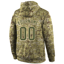 Charger l&#39;image dans la galerie, Custom Stitched Camo Olive-Cream Sports Pullover Sweatshirt Salute To Service Hoodie
