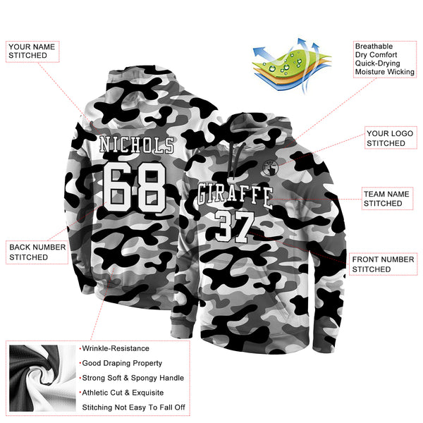 Custom Camo Dark Gray Cream Pattern 3D Print Mesh Fiber Baseball