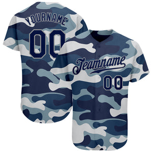 Custom Camo Navy-Gray Authentic Salute To Service Baseball Jersey