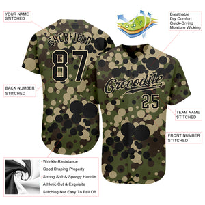 Custom Camo Black-Cream Authentic Salute To Service Baseball Jersey