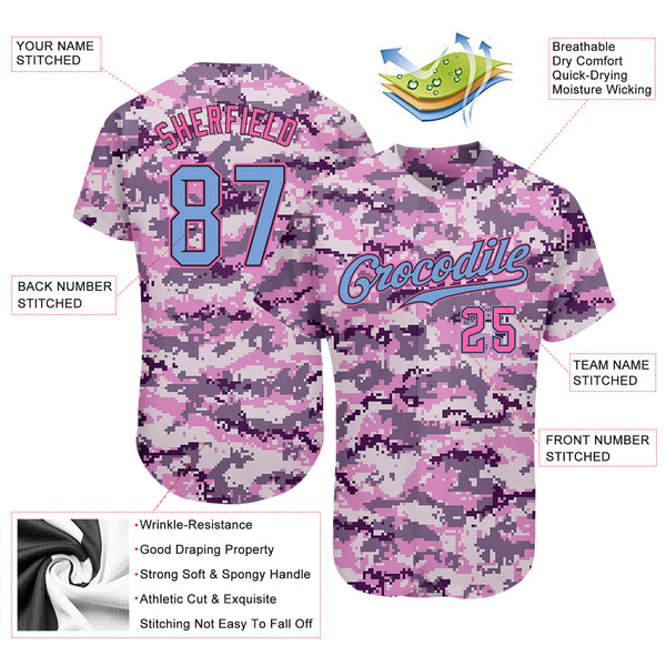 Cheap Custom Camo Light Blue-Pink Authentic Salute To Service