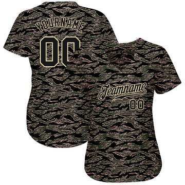 Custom Camo Black-Cream Authentic Salute To Service Baseball Jersey