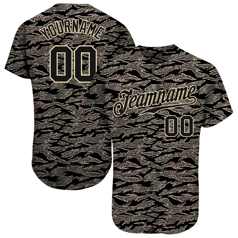 Custom Camo Black-Orange Authentic Salute To Service Baseball Jersey