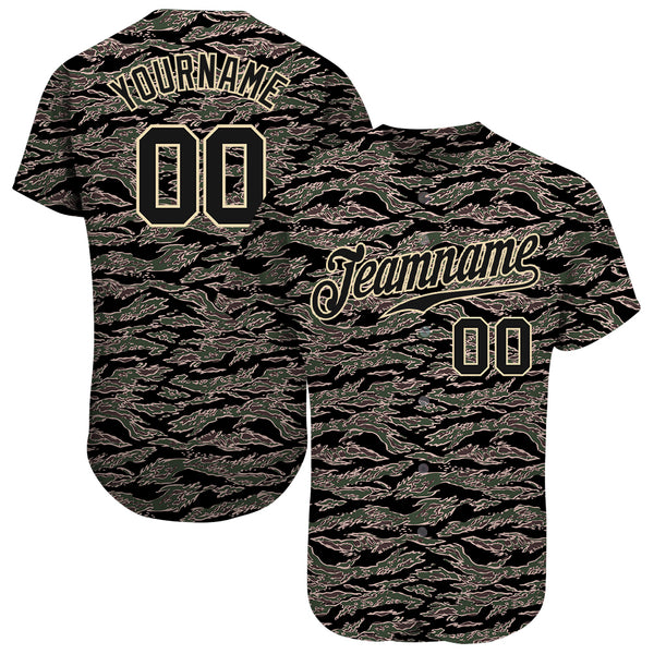 Custom Baseball Jersey Camo Black-Cream Authentic Salute to Service Men's Size:XL