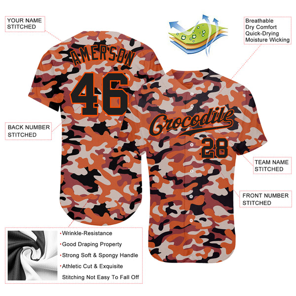 Camo SS Baseball Jersey with Customization Available, Black