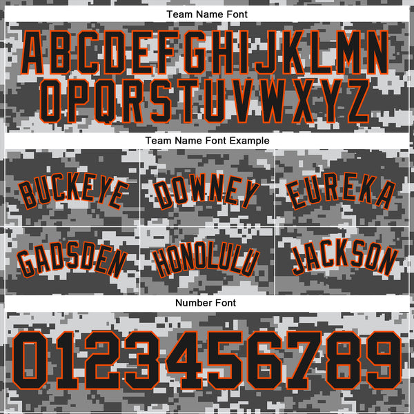 : Custom Name Team Name Number Camo Orange-Black Salute