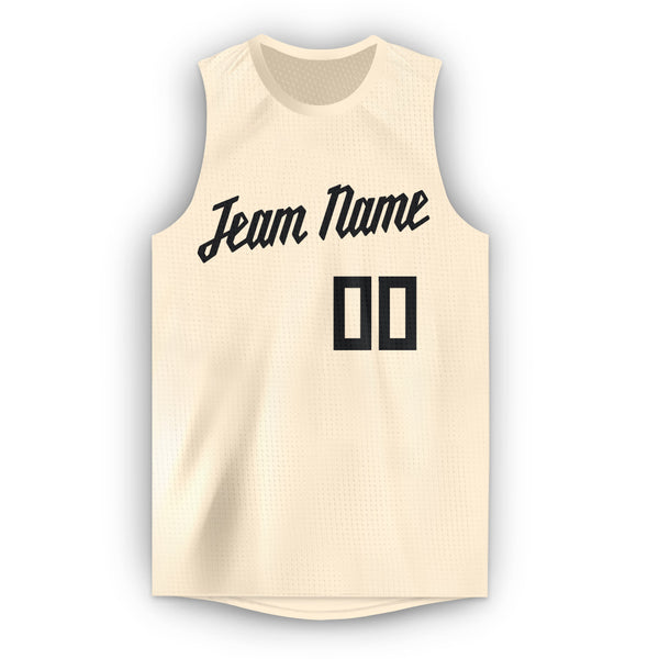 Custom Cream Black Round Neck Sublimation Basketball Suit Jersey