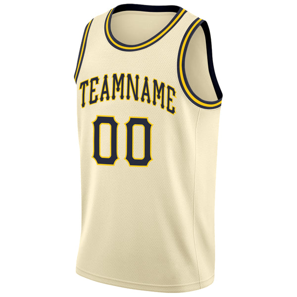 Custom Black Black-Gold Round Neck Rib-Knit Basketball Jersey