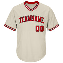 Load image into Gallery viewer, Custom Cream Red-Black Authentic Throwback Rib-Knit Baseball Jersey Shirt
