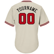 Загрузить изображение в средство просмотра галереи, Custom Cream Red-Black Authentic Throwback Rib-Knit Baseball Jersey Shirt
