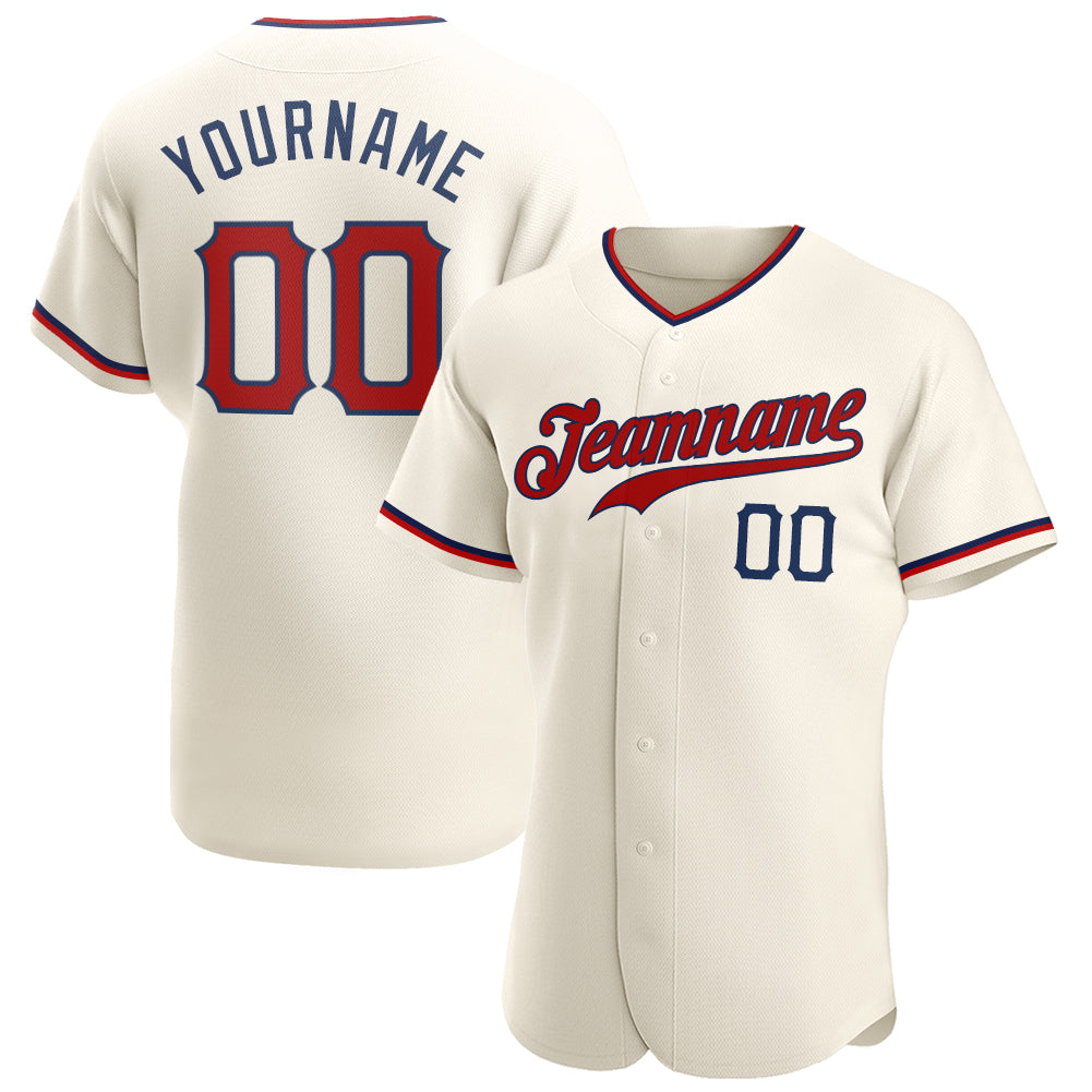 Sale Build Navy Baseball Authentic Cream Jersey Red – CustomJerseysPro