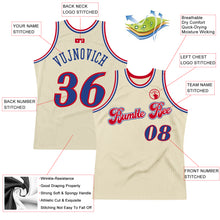 Charger l&#39;image dans la galerie, Custom Cream Royal-Red Authentic Throwback Basketball Jersey
