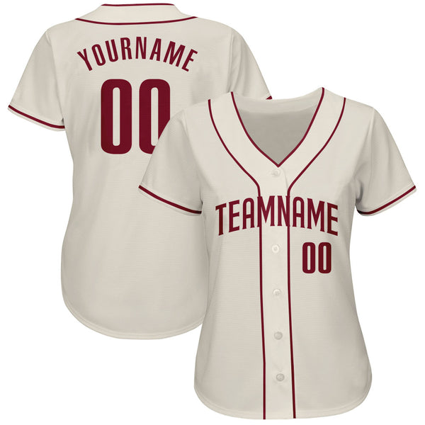 Cheap Custom Cream Crimson Authentic Baseball Jersey Free Shipping