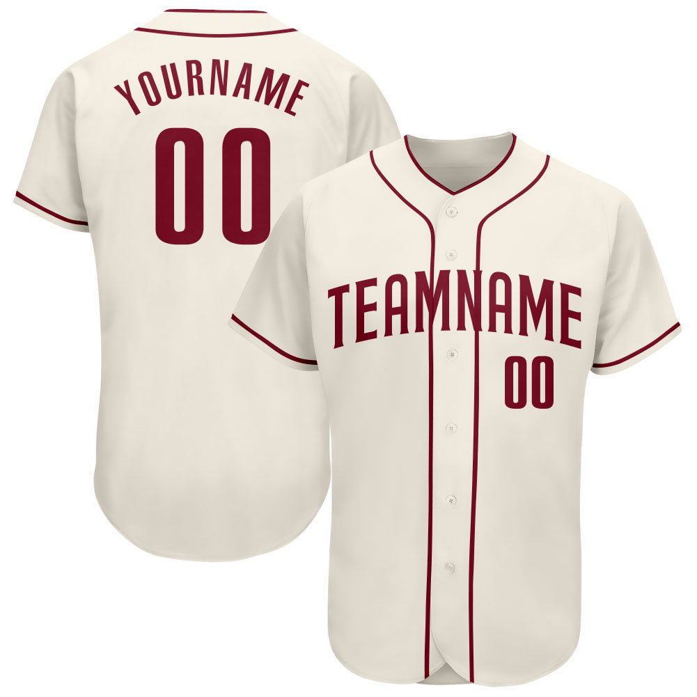 Cheap Custom Cream Crimson Authentic Baseball Jersey Free Shipping