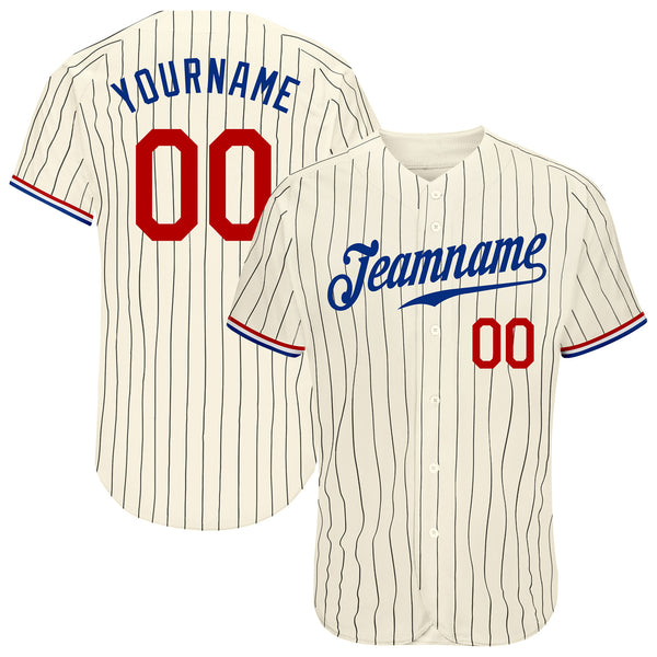 Custom Cream Black Pinstripe Red-Royal Authentic Baseball Jersey in 2023