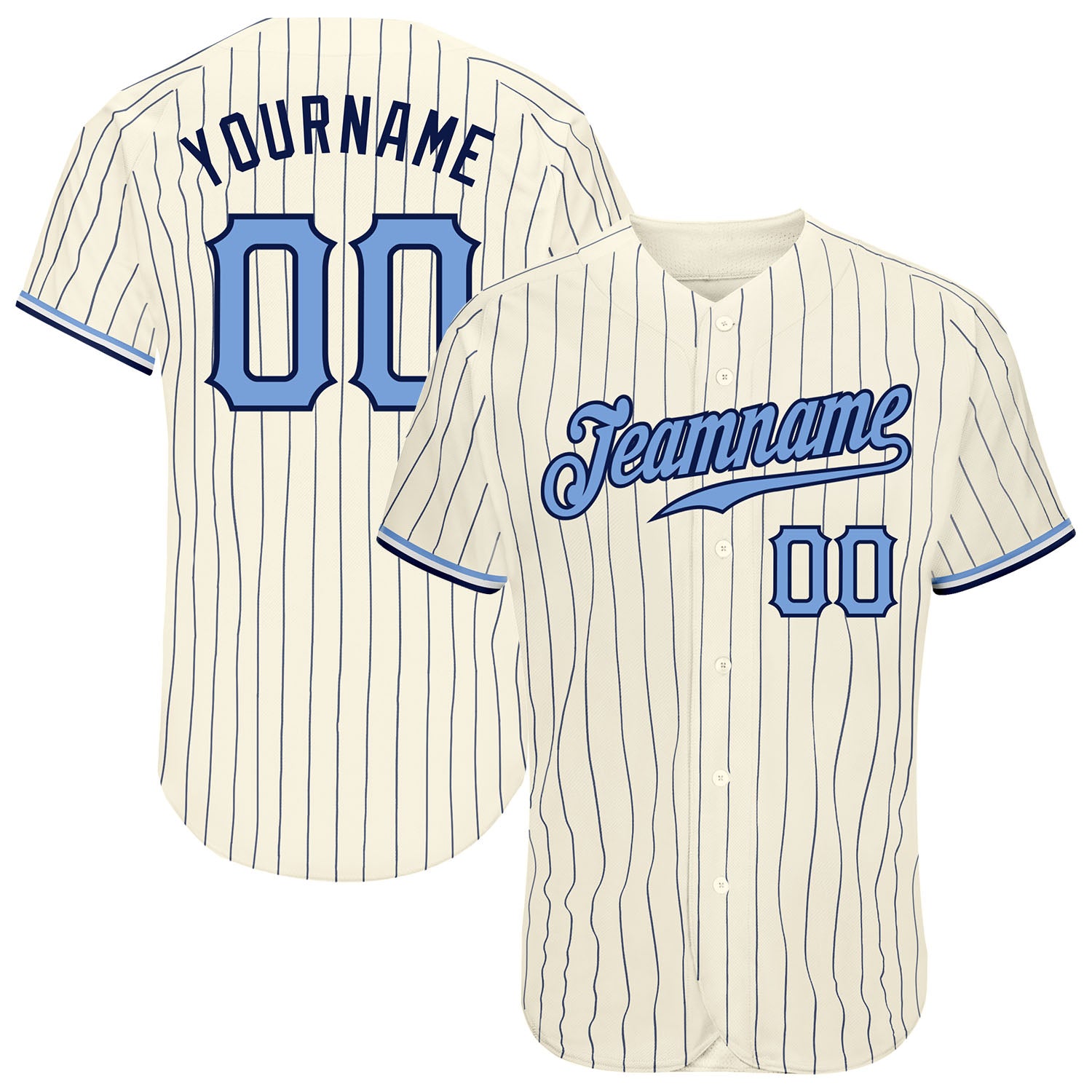 Cheap Custom Cream Navy Pinstripe Light Blue Authentic Baseball Jersey Free  Shipping – CustomJerseysPro