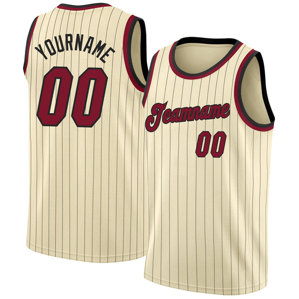 Custom Gold Black Pinstripe Maroon-Black Authentic Basketball Jersey  Discount – snapmade