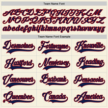 Load image into Gallery viewer, Custom Cream Navy Pinstripe Navy-Red Authentic Baseball Jersey
