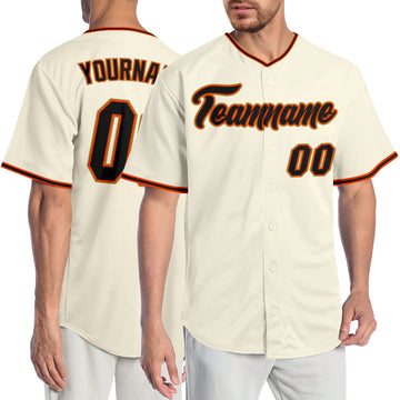 Custom Cream Black Orange-Old Gold Authentic Baseball Jersey