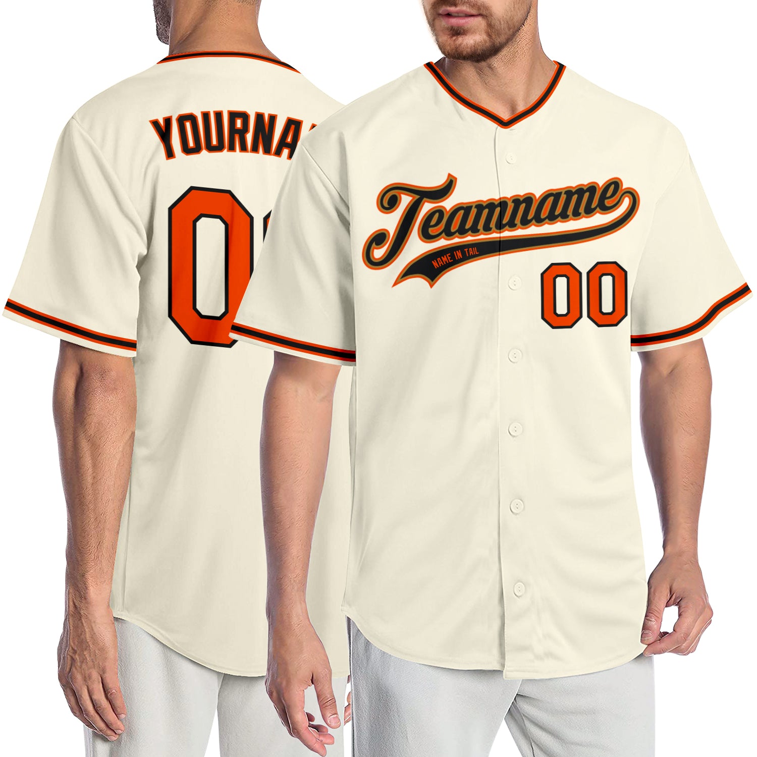 Custom Baseball Jersey Black Orange