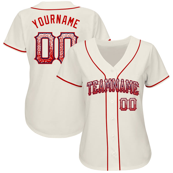 Cheap Custom Cream Red-Navy Authentic Baseball Jersey Free