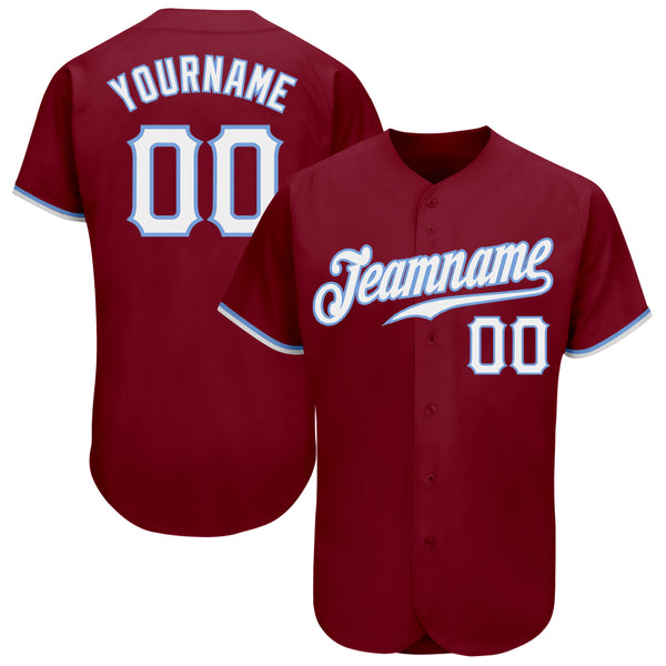 Custom Light Blue Red-White Authentic Baseball Jersey