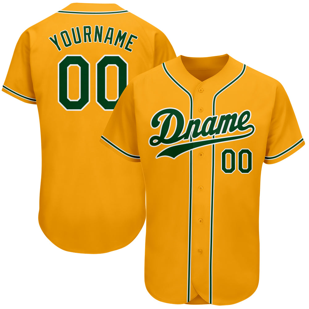 Sale Build White Baseball Authentic Gold Jersey Green – CustomJerseysPro