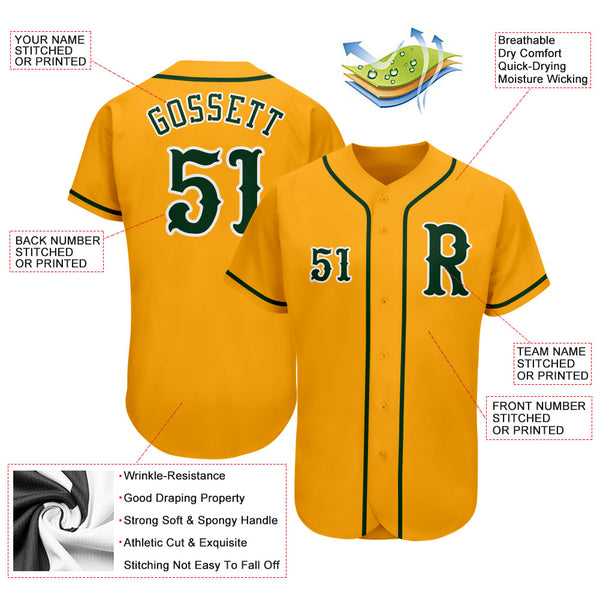 Sale Build White Baseball Authentic Gold Jersey Green