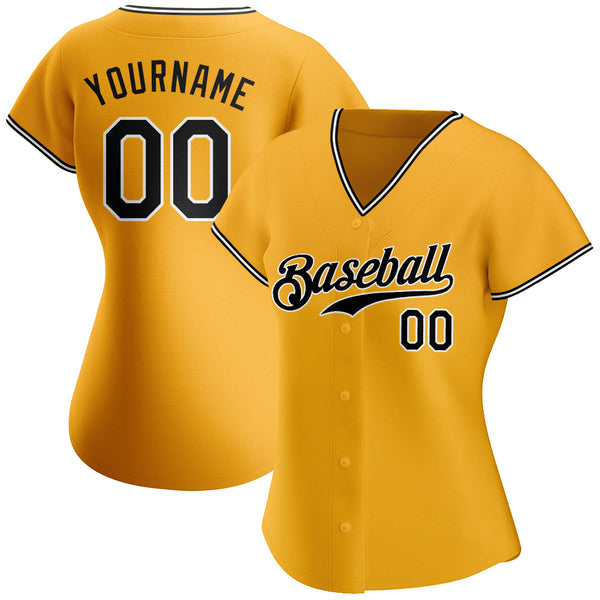 Custom Black Baseball Jersey-Old Gold Authentic - FansIdea