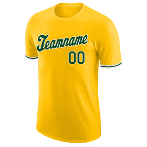 Custom Gold Green-White Performance T-Shirt