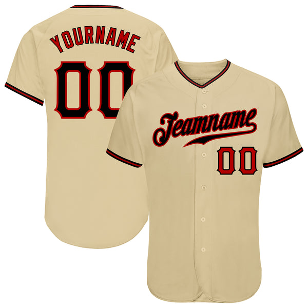 Cheap Custom Gold Black-Red Authentic Baseball Jersey Free