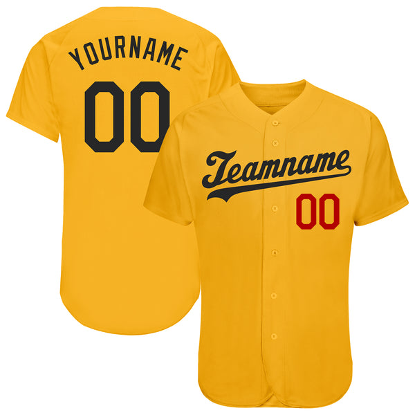 Custom Gold Black-Red Authentic Baseball Jersey Discount