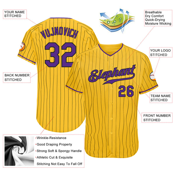 Cheap Custom Yellow Purple-Black Authentic Baseball Jersey Free